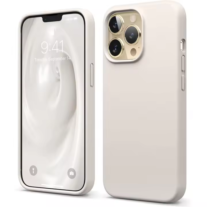 Funda de silicona líquida compatible con iPhone 13 Pro (6.1"), silicona premium, protección total (piedra) - 1