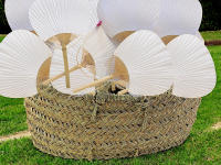 Pack de 40 pai pai de madera de bambú con capazo de esparto para bodas 40 pai pai blancos con regalo de capazo de esparto regalos para invitadas de boda - details 1