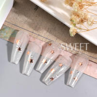 Pegatinas De Uñas 3D Dorado Plateado Estrella Adhesivo Para Manicura DIY Decoraciones Brillantes Estilo Y2K Blanco Cruzado Estrella Luminoso - details 14