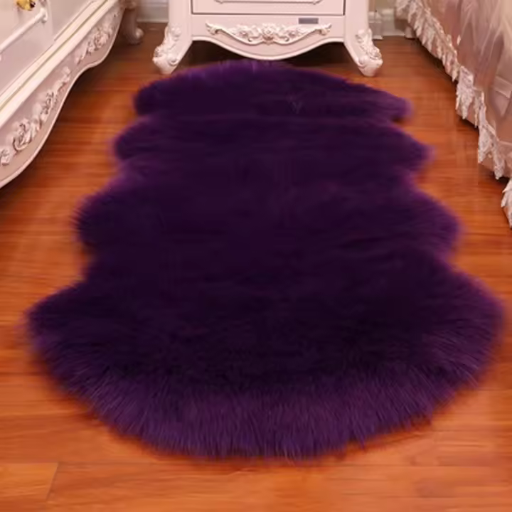 Alfombra De Cuero De Oveja Falsa Antideslizante Suave Alfombra De Pelo Largo Pelo Fluffy Shaggy Para Dormitorio Decoración De Hogar Protección Del Piso - 1