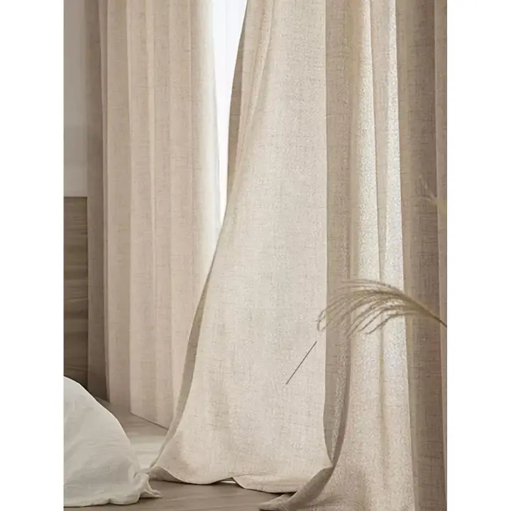 SOMY Cortinas semisombreadas de algodón y lino grueso de estilo japonés para dormitorios, salas de estar y cortinas - 1