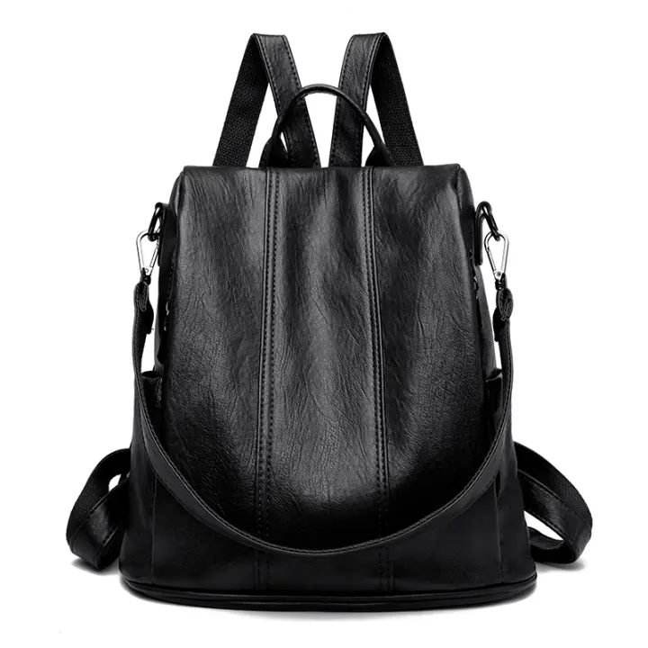 Mochila De Lujo Para Mujer Cuero Suave Impermeable Antirrobo Multifuncional Estilo Juvenil Bolsa De Estudiante - 1