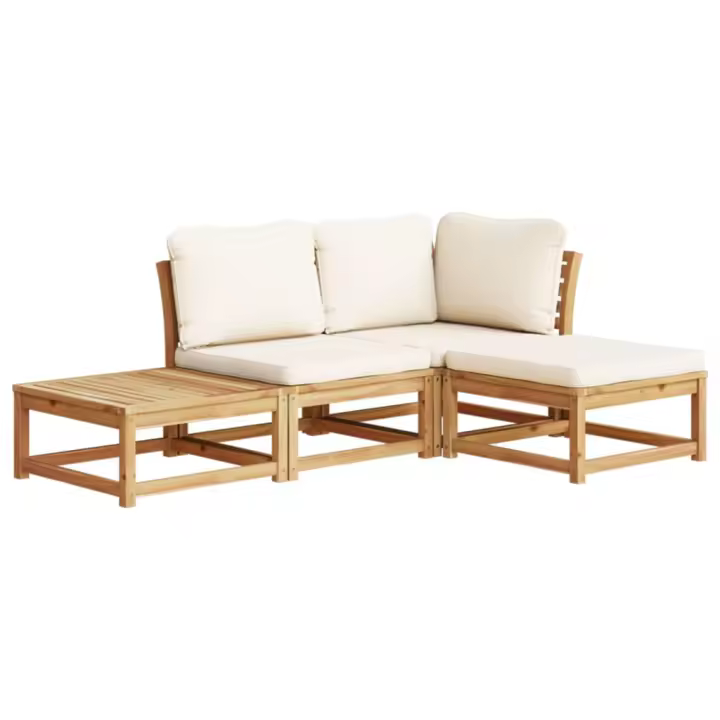 vidaXL Set de muebles de jardín 4 pzs y cojines madera maciza acacia - 1