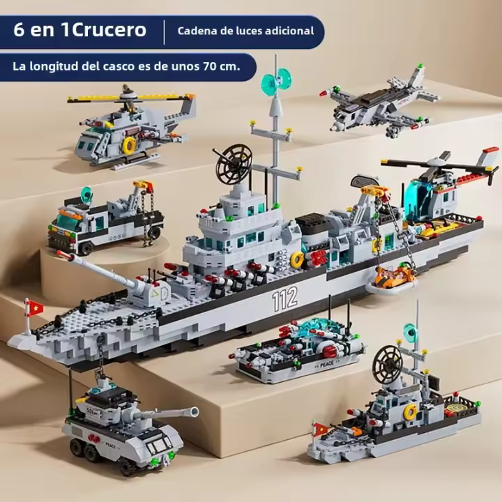 Bloques De Construcción De Barco Militar Para Niños Juguetes De Ciudades Para Niños Chicos Regalo De Navidad Bloques De Avión Y Barco De Guerra - 1
