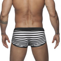 Shorts De Baño Para Hombre Sexy Con Borde Recto Y Estampado De Rayas Abertura Lateral Secado Rápido Transpirable - details 2