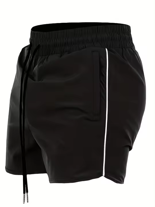Shorts De Verano Para Deportes De Running Para Hombres Corte Ajustado Tres Puntos Con Bolsillo De Cremallera Rápido Secado Entrenamiento Fitness - 1