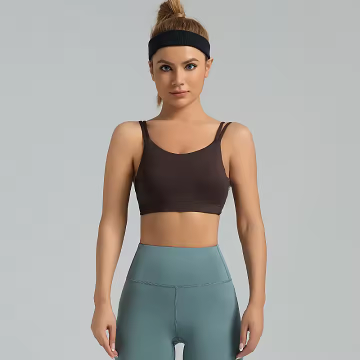 Sujetador deportivo todo en uno push-up a prueba de golpes, muy elástico, en forma de U, con tirantes finos en ambos hombros - 1