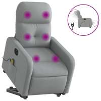 vidaXL Sillón de masaje eléctrico reclinable elevable tela Gris claro, Gris oscuro, Negro Sillon Dormitorio Sillon Comodos Silla Relax Sillón Sofá - details 0