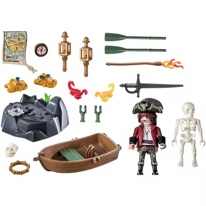 Playmobil Starter Pack Pirata Con Bote Remos - 1
