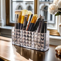 Caja De Almacenamiento Para Brochas De Maquillaje Transparente Organizador De Escritorio De Acrílico Para Lápiz Labial Y Cosméticos - details 2
