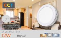 LED ATOMANT Plafón LED redondo de superficie 170 mm, 12W, CCT (selector de color: blanco cálido 3000K, neutro 4500K, frío 6500K), 1100 lúmenes, driver incluido, ideal para hogar, oficinas, cocinas, luz eficiente y ajustable, fácil instalación - details 0
