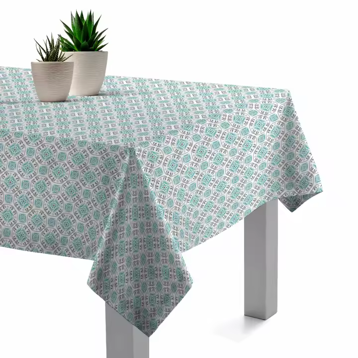 Mantel Resinado Antimanchas Ceramic Azul 140x140, 140x200, 140x250, Impermeable, Fácil de limpiar, Comedor, Cocina PADUANA - 1