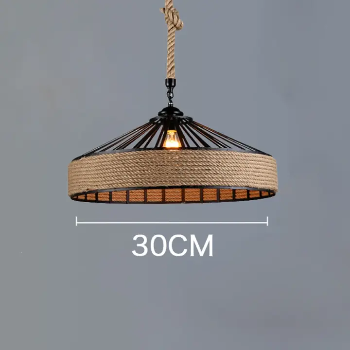 Lámpara Colgante De Hemp Clásica Para Techo Lámpara De Cristal Antigua Industrial Retro De Hierro Para Comedor - 1