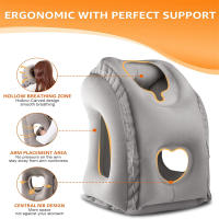 Almohada Inflable De Viaje Con Nuevo Patrón Soporte De Cuello Y Barba Portátil Para Avión Coche Autobús Tren Descanso En La Oficina Nap - details 3