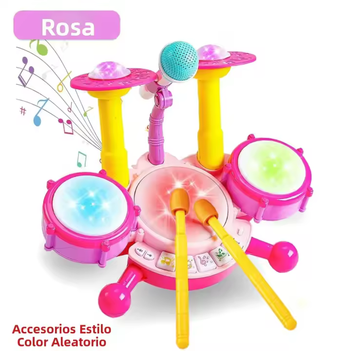 Set De Batería Para Niños Juguetes Educativos De Música Con Microfono Para Niñas Actividades De Aprendizaje Regalos Para Niños De 3 a 12 Años - 1