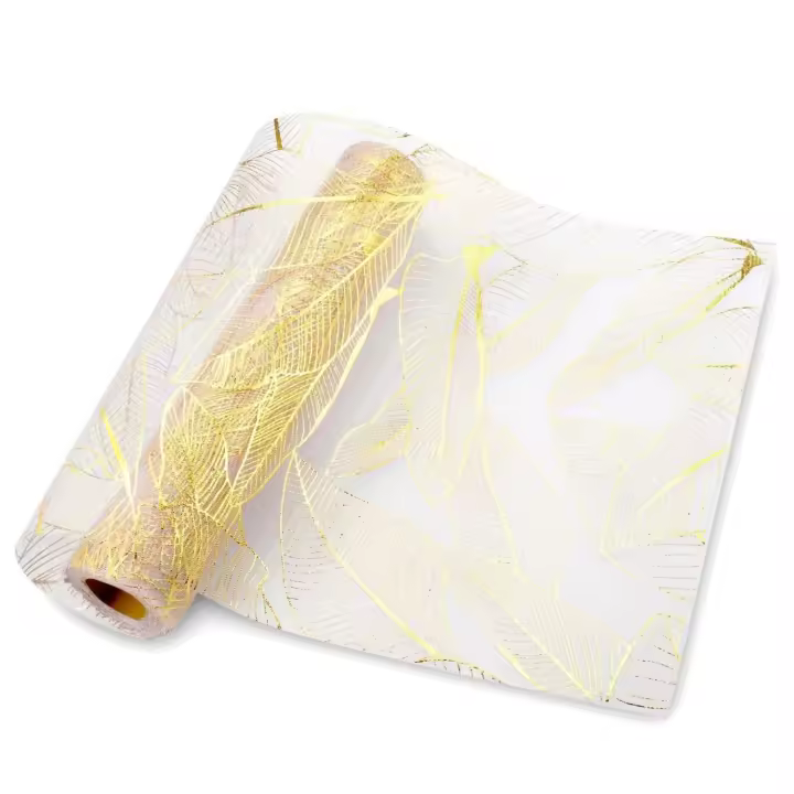 Bandera de mesa con estampado Dorado, hoja de plátano, poliéster, estilo Europeo, decoración Festiva, Mantel de Mesa - 1
