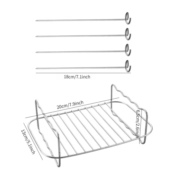 Juego de accesorios para freidora de aire de 7 pulgadas, rejilla para vapor de Maple inoxidable, Plato para pizza, 6 Unidades - 1