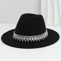 Sombrero De Jazz Elegante Para Mujer Con Borde Plano Y Tulipán De Cuentas Brillantes Para Bodas Y Fiestas - details 1