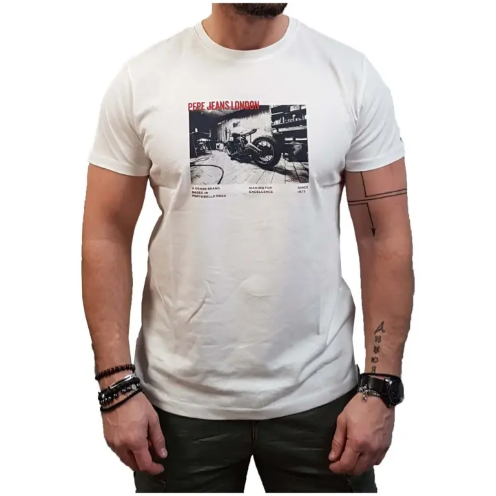 Camiseta de Manga Corta Pepe Jeans Rahmon para hombre en color blanco - 1