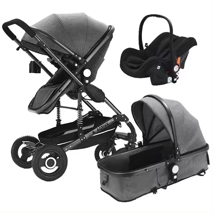 Carrito de bebé Multifuncional 3 en 1 I-Size B.Active X-Go Gris Negro - 1