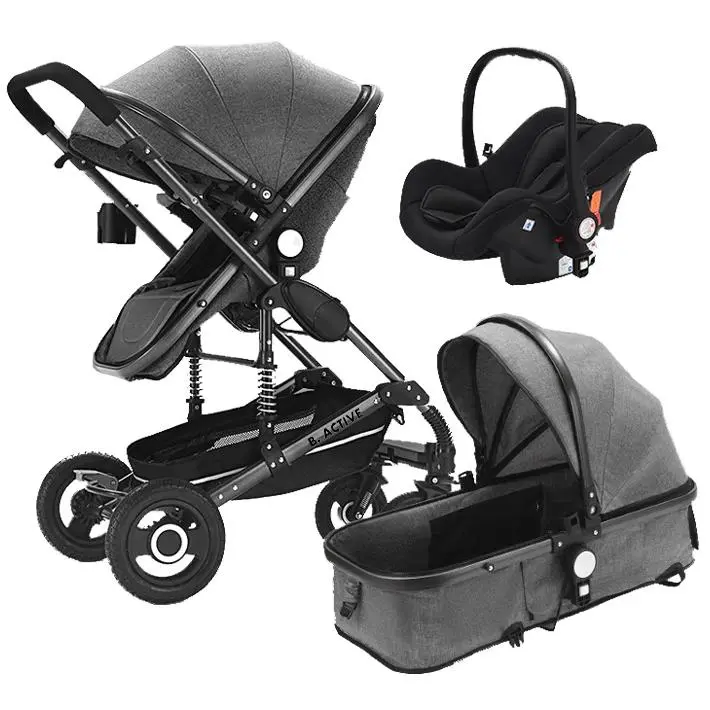 Carrito de bebé Multifuncional 3 en 1 I-Size B.Active X-Go Gris Negro - 1