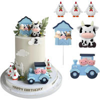 6pcs Decoración De Pastel De Animal Para Fiesta De Cumpleaños En Granja Adornos De Pastel De Bovino Para Baño De Mantequilla De Bebé Decoración De Fiesta - details 6