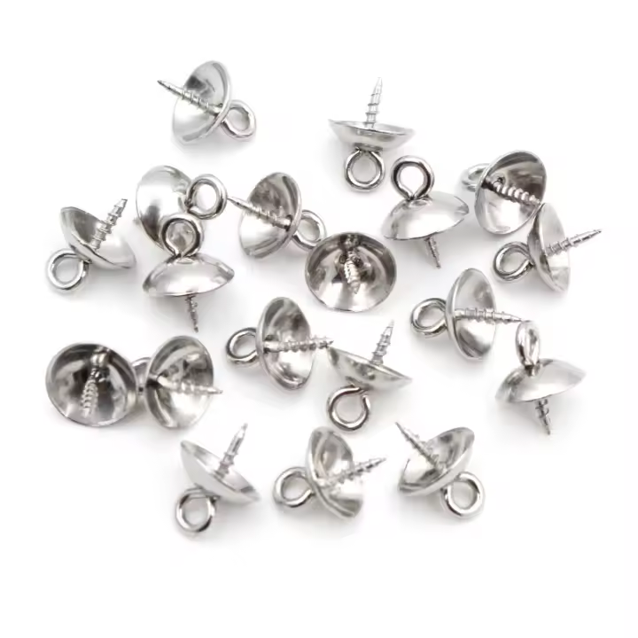 30pcs Ojos De Tornillo En Acero Inoxidable De Color Oro Para Perlas De Punta Superior Conectores De Encanto Para Joyería DIY - 1