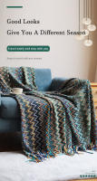 Manta Bohemia De Acrílico 100% Tejida a Mano Con Borlas Transpirable Y Ligera Para Verano Uso En Sofa Cama Y Viajes - details 0