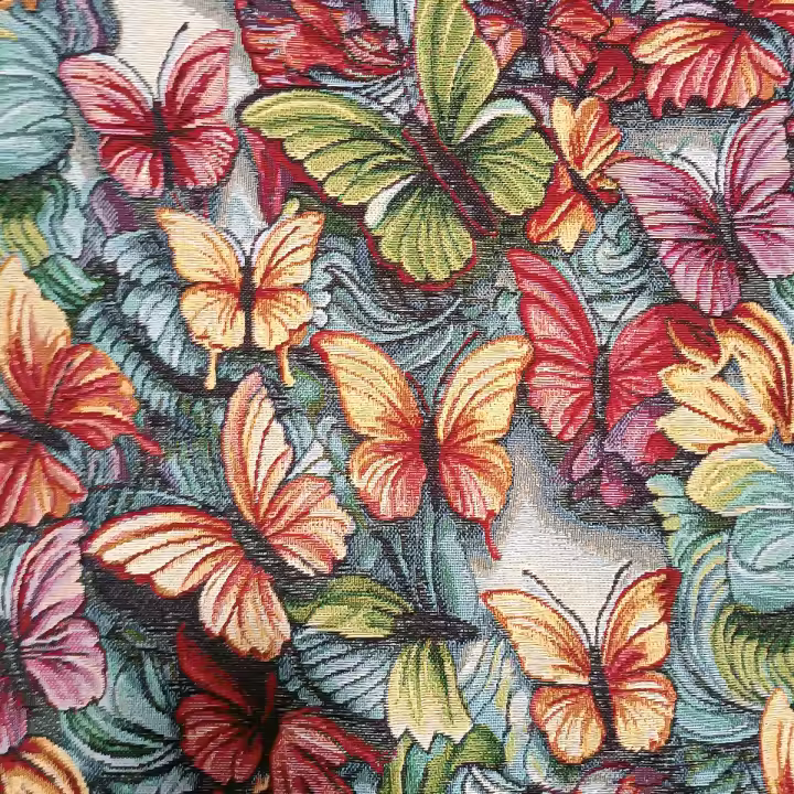 Lafabricadelastelas- Gobelino tela de tapicería Jacquard dibujo mariposas alta definición , tela por metros .Ancho 2,8 metros.  Resistente, opaco, alta calidad, cortinas, cojines, colchas, bolsos, cubresogfás. - 1