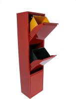 Papelera de reciclaje vertical de 3 cubos apertura individual rojo - details 2