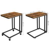 Mesa auxiliar moderna con ruedas y pies ajustables, ideal para dormitorio, fácil de montar, marco de acero, en blanco crema o negro ébano - details 19