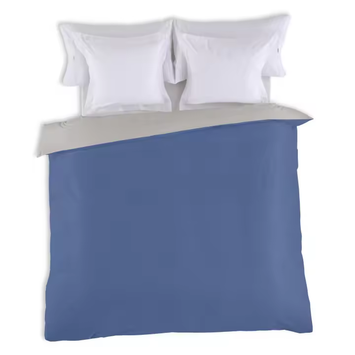 FUNDA NORDICA reversible azulón-plomo - Cama de 90 (1 pieza) - 50% algodón / 50% poliéster - 144 hilos. Gramage: 115 - Fijalo - 1