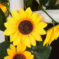Guirnalda De Flores Artificiales De Girasol Y Hiedra 225cm Para Decoración De Jardines Murallas Hogar Bodas Navidad PVC - details 3