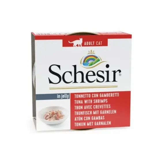 Schesir Atún con Gambas en Gelatina Latas para Gatos Adultos  - 14 unidades x 85gr - 1