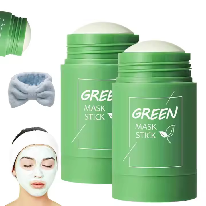 Mascarilla de té verde, mascarilla de limpieza profunda en barra, mascarilla de té verde para eliminar puntos negros, limpieza profunda de poros para purificar, hidratar y controlar la grasa en todo tipo de piel (2 unidades) - 1