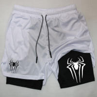 Shorts De Rendimiento Y2K Para Hombre Con Estampado De Araña 2 En 1 Deportivos Compresión Para Gimnasio Y Running Shorts Casuales De Polyester Cierre Con Cordón - details 2