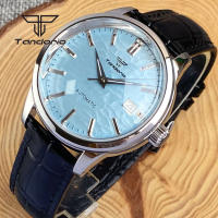 Reloj Automático Tandorio Para Hombre 40mm Doble Domed Sapphire NH35 Water Resistance 20BAR Con Fecha Y Espalda De Vidrio En Cuero Polido - details 0
