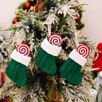 2pcs Mini Calcetines De Navidad Verde Rojo Tejidos Porta Knive Y Fork Adorno De Árbol De Navidad Colgante Para La Mesa Del Hogar Decoración De Año Nuevo - details 1
