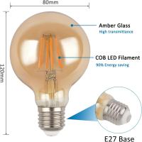 Bombilla LED vintage gold G80 8w, bombilla de filamento carcasa dorada E27 de 800lm, bombilla de estilo vintage decorativo, luz calida 2200K, Don Feliz - details 2