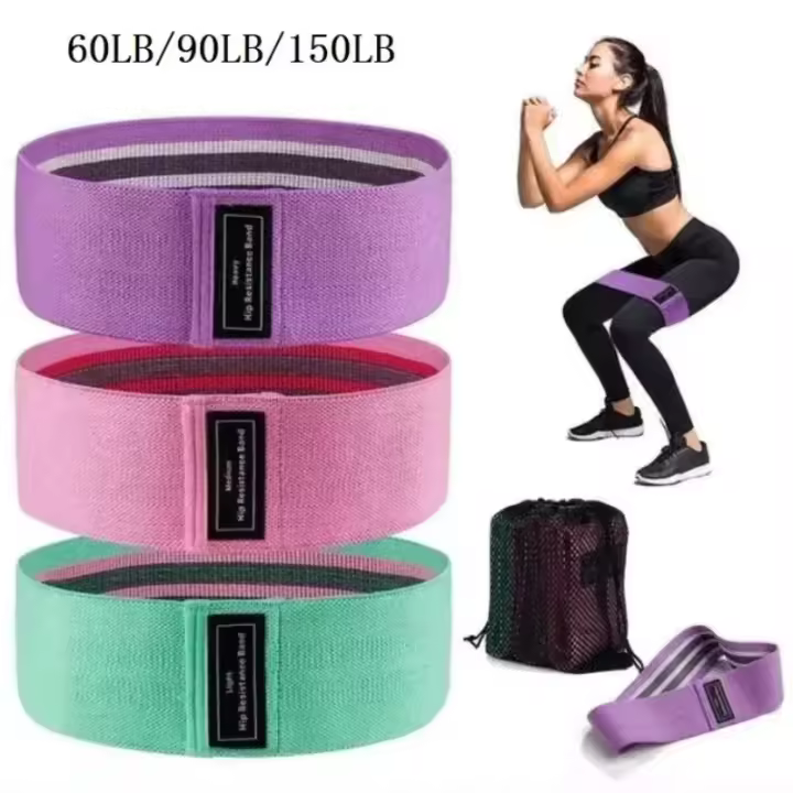 Banda De Resistencia De Tela Para Glúteos Y Piernas 3Pcs Ejercicio De Squat Y Estiramiento Elasticidad Para Gimnasio Y Yoga Equipo De Acondicionamiento Físico - 1
