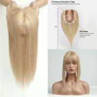 Extensiones De Cabello Humano Remi Ombre Rubio Para Mujeres Tope Con Flequillo Base De Seda Clip in Extensión De Cabello Para Mujeres Con Poco Cabello - details 11