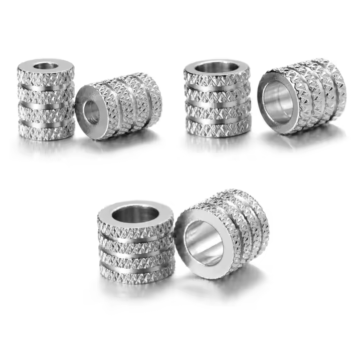 Lote De 20 Piezas De Cuentas De Espaciador De Acero Inoxidable Con Agujero Grande Para Hacer Pulseras Joyería DIY Accesorios Charms De 3.5/5/6mm - 1