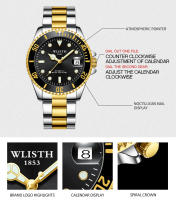 Reloj Mecánico Para Hombre Wlisth Con Calendario Y Vidrio Magnífico Verde Agua Fantasma Acero Inoxidable Resistente Al Agua - details 4