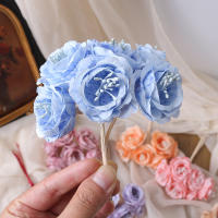 6PCS Rosas Artificiales De Seda Pequeñas Para Boda Decoración De Vaso Accesorio Para Novia Decoración De Hogar Y Dormitorio - details 8