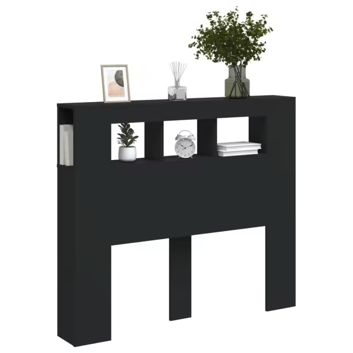 vidaXL Cabecero con LED madera de ingeniería negro 120x18,5x103,5 cm - 1