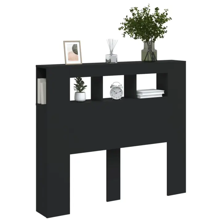vidaXL Cabecero con LED madera de ingeniería negro 120x18,5x103,5 cm - 1