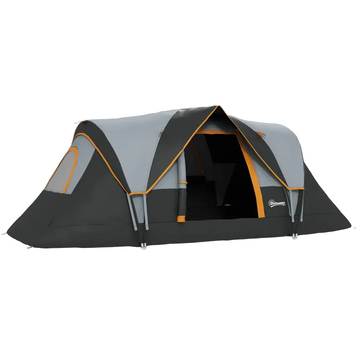 Tienda de Campamento para 5-6 personas Tienda de campaña de familiar impermeable estable con ventana de entrada Bolsa de carga con túnel de columna de Agua de 3000mm para acampar, claro gris - 1