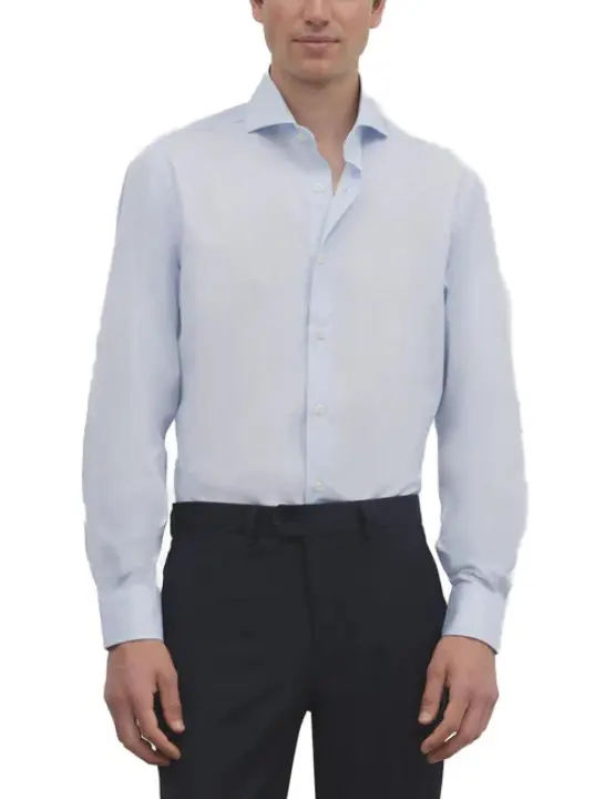 Camisa Silbon mini rayas celeste regular para hombre - 1