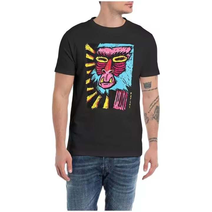 Camiseta de Manga Corta Replay T-Shirt para hombre en color negro - 1
