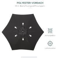 Outsunny Parasol Ø 196 cm, giratory Sombrilla with función plegable, Sombrilla hexagonal para Balcón Sombrilla de Playa prueba de Viento estable Sombrilla de Mercado Sombrilla with Mango basculante Sombrilla de Playa Balcón Jardín Sombrilla de Protección - details 3